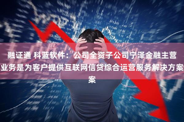 融证通 科蓝软件：公司全资子公司宁泽金融主营业务是为客户提供互联网信贷综合运营服务解决方案