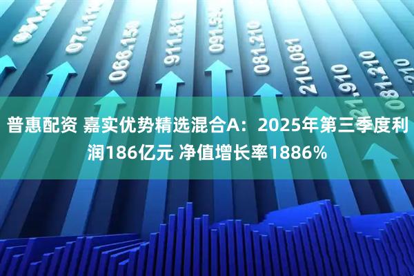 普惠配资 嘉实优势精选混合A：2025年第三季度利润186亿元 净值增长率1886%